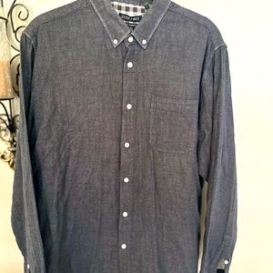 Dark grey mens large shirt by Stitch Note.  This is a fitted slim shirt.